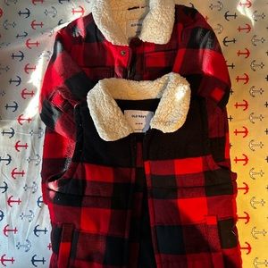 Old Navy red&black lumberjack, jacket& vest combo Sz18-24mns excellent condition